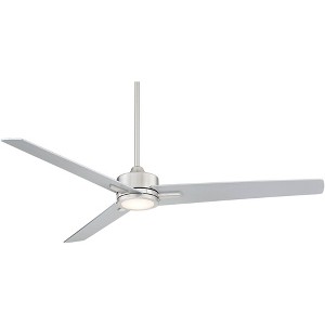 60" Casa Vieja Monte Largo Modern 3 Blade Indoor Ceiling Fan with Dimmable LED Light Remote Control Brushed Nickel Silver for Living Room Kitchen Home - 1 of 4