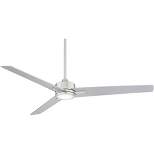 60" Casa Vieja Monte Largo Modern 3 Blade Indoor Ceiling Fan with Dimmable LED Light Remote Control Brushed Nickel Silver for Living Room Kitchen Home