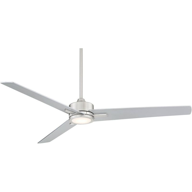 60" Casa Vieja Monte Largo Modern 3 Blade Indoor Ceiling Fan with Dimmable LED Light Remote Control Brushed Nickel Silver for Living Room Kitchen Home, 1 of 9