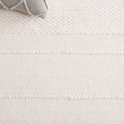 Ivory Square Hand-Tufted Wool Area Rug with Non-Slip Feature