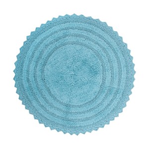 Design Imports Cameo Blue  Round Crochet Bath Mat - 1 of 4