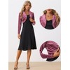 INSPIRE CHIC Women's Long Sleeve Lapel Collar Velvet Open Front Cropped Cardigan - 2 of 4