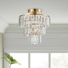 Dewdrop Modern Crystal Flush Mount Ceiling Light, Gold Finish Chandelier for Bedroom Hallway - 3 of 4