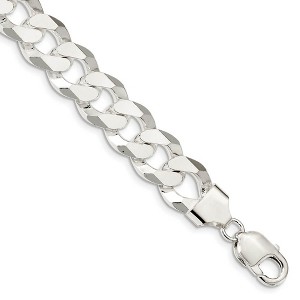 Black Bow Jewelry Men's 14mm Sterling Silver Solid Beveled Curb Chain Bracelet - 1 of 4