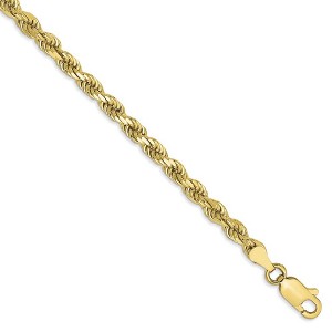 Black Bow Jewelry 3.5mm, 10k Yellow Gold Diamond Cut Solid Rope Chain Anklet or Bracelet - 1 of 4