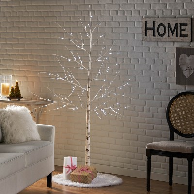 LOVMOR 6FT Birch Tree White Light 96LEDArtificial BarkUl Ip44 30V 6WExtended Line: 5M