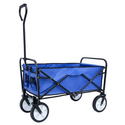 Blue Heavy-Duty Folding Utility Wagon Cart