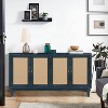 Rattan Sideboard Buffet Cabinet with 4 Rattan Doors, Adjustable Shelves, Storage Modern Storage Cabinet, Cupboard Console Table - 4 of 4