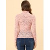 Allegra K Women's See-Through Long Sleeve Turtleneck Sheer Floral Lace Blouse - 4 of 4