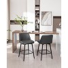 MAYEERTY Counter Height Swivel Bar Stools Set of 2 360¡ã Swivel Upholstered 25.6 Seat Height Faux Leather Gray Kitchen Island Pub - 3 of 4