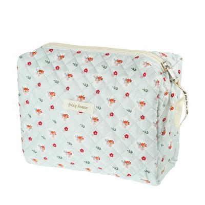 Unique Bargains Women's Travel Portable Cotton Large Cute Floral Pattern Makeup Bag Blue 1 Pc