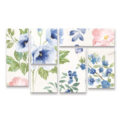 Trademark Fine Art Beth Grove Indigo Petals I 3 Piece Panel Set Art