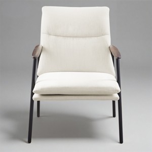 Art Leon Contemporary Retro Fusion Accent Armchair with Wooden Armrest - 1 of 4