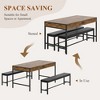 VECELO 65 in. Dining Set for 4-6, 3-Piece Kitchen Table with 2 Drawers, 2 Benches & Wine Rack, Space Saving Metal Frame & MDF Board, Rustic Brown - 4 of 4