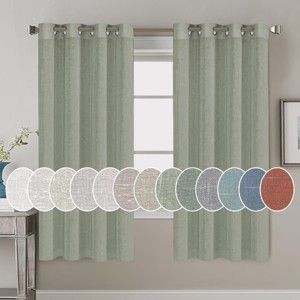 Living Room Linen Curtains Nickel Grommet Energy Saving Light Filtering Semi Sheer Curtain - 1 of 4