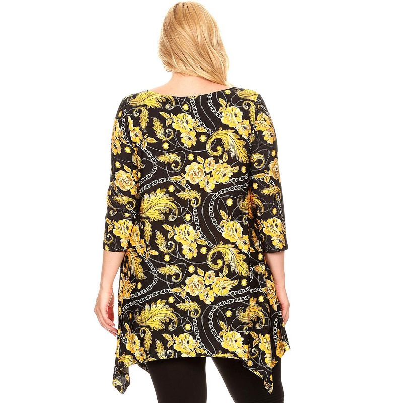 Women's Plus Size 3/4 Sleeve Printed Alegra Tunic with Pockets - White Mark, 3 of 4