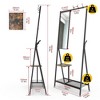 Garvee Aluminium Coat Rack with Mirror, Mirror Coat Rack with Shoe Storage + Multiple Hooks, for Bedroom Living Room Entryway Hallway, Black - 2 of 4