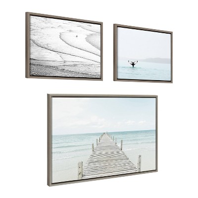 Coastal Ocean Beach and Whale Canvas Art Set