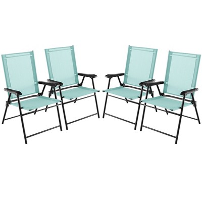 Tangkula Set of 4 Patio Folding Chairs Outdoor Portable Pack Lawn Chairs w/ Armrests