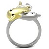 Slickblue Women's Dolphin Stainless Steel Ring with Synthetic Clear Crystals, Two-Tone IP Gold Finish, size 5–10 - 3 of 4