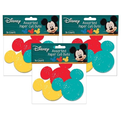 Eureka Mickey Mouse Paper Cut Outs 36 Per Pack 3 Packs (EU-841008-3)