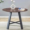 42'' Modern Round Kitchen Table,Dining Table with Texture Tabletop and Stainless Steel Metal Legs,MDF Coffee Table for Home,Office-Coolbibila - 3 of 4