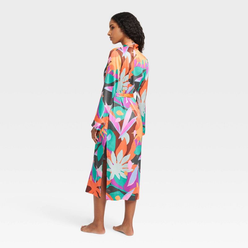 Women's Long Satin Robe - Stars Above™ Tropical/Floral, 2 of 7