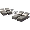 Patio Chaise Lounge Chair Set of 4, Wicker Chaise Lounge Outdoor Rattan Reclining Chair with Adjustable 5-Position,5-inch Cushion & Lumber Pillow - 2 of 4