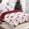 Christmas Duvet Cover, 3 Piece Reindeer Snowflakes Printed Bedding Set, Holiday Theme Soft Comforter Cover Set, Bedroom Decorative Bedding - 2 of 4