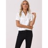 Allegra K Women's Satin Shirt Lapel V Neck Casual Puff Sleeve Work Top - 2 of 4