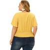 Agnes Orinda Women's Plus Size Smocked Waist V Neck Button Up Short Sleeve Shirred Blouses - 4 of 4