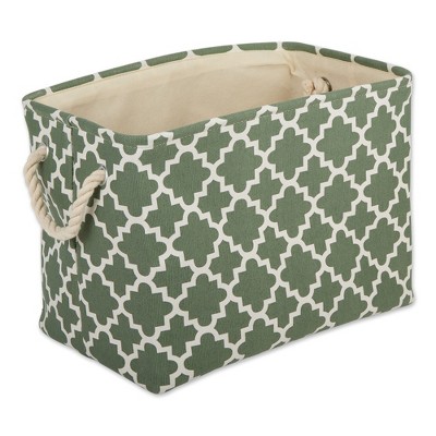 Design Imports Polyester Bin Lattice Artichoke Green Rectangle Large 17.5X12X15