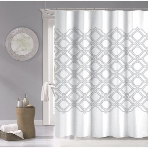 Dainty Home 3D Printed Textured 100% Cotton Shower Curtain - 1 of 3