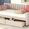Twin Size Upholstered Daybed with Storage Drawers and Vertical Backrest, Velvet Sofa Bed for Kids or Guest Room-Baofuwish - 3 of 4