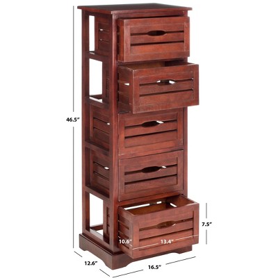 Coastal Charm Cherry Pine 5-Drawer Lingerie Cabinet