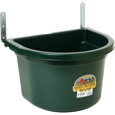 Little Giant 20 Quart Heavy Duty Mountable Plastic Fence Feeder Bucket for Feeding Small Livestock and Pets at Home or Farm, Green