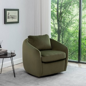 Modern Cozy Barrel Swivel Chair - WOVENBYRD - 1 of 4