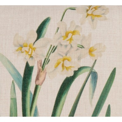 Natural Floral Daffodil Print Square Throw Pillow