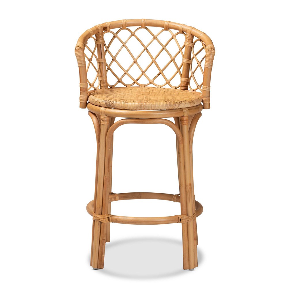Photos - Chair Pari Orchard Rattan Counter Height Barstool Natural/Brown - bali & : Bohemian Style, No Assembly, 250lb Capacity 