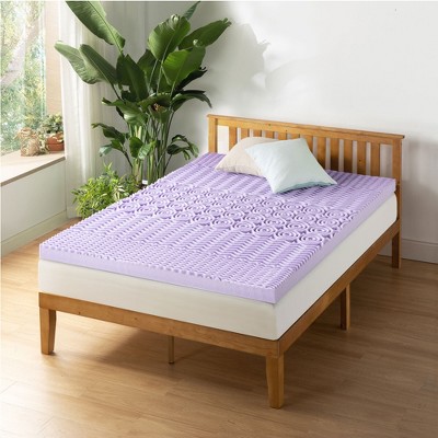 Mellow Queen 5-zone Memory Foam Lavender Infusion 3" Mattress Topper ...