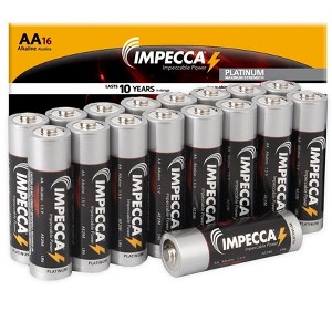 Impecca AA 16-Pack Platinum Alkaline Batteries with 10-Year Shelf Life (16-Cells) - 1 of 4