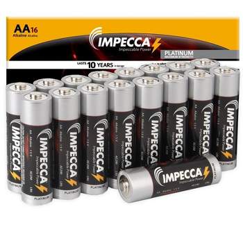 Impecca AA 16-Pack Platinum Alkaline Batteries with 10-Year Shelf Life (16-Cells)