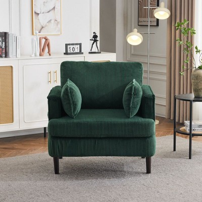 Karl Home Green Modern Corduroy Barrel Accent Chair For Living Room Bedroom