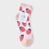 Women's Strawberries 2pk Cozy Quarter Crew Socks - Pink/White 4-10 - 2 of 3