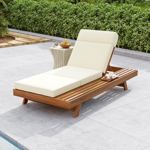 Christopher Knight Home Darla Outdoor Acacia Wood Adjustable Chaise Lounge with Water-Resistant Cushion - 1 of 4