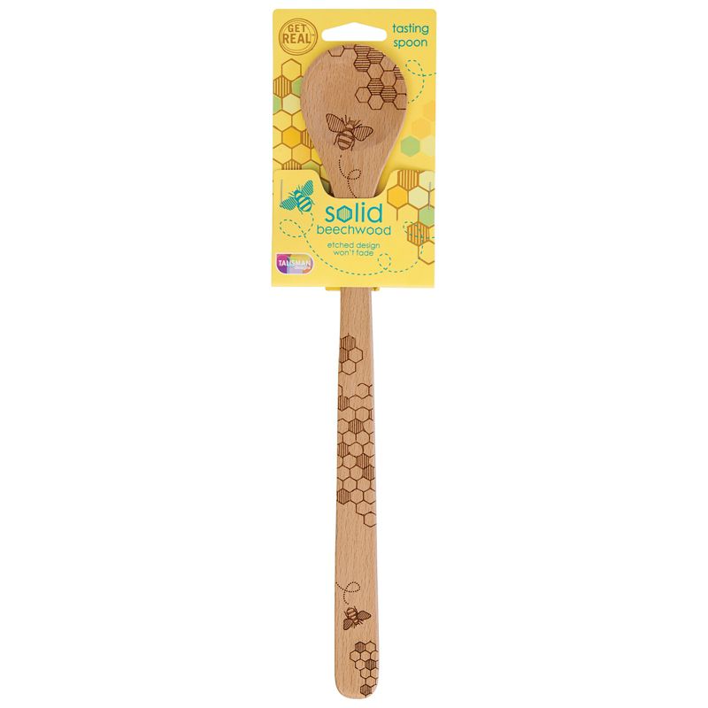 Talisman Designs Laser Etched Beechwood Tasting Spoon, Honey Bee Collection, 1 of 2