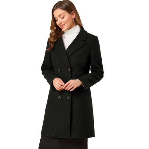 Allegra K Women's Double Breasted Notched Lapel Winter Long Coat : Target