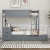 Full Over Full Bunk Bed with Twin Size Trundle, Storage and Desk - 2 of 4