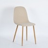 Homy Casa Modern Dining Chairs with Fabric Upholstery & Wood-Grain Metal Legs, Set of 4, Beige - 2 of 4