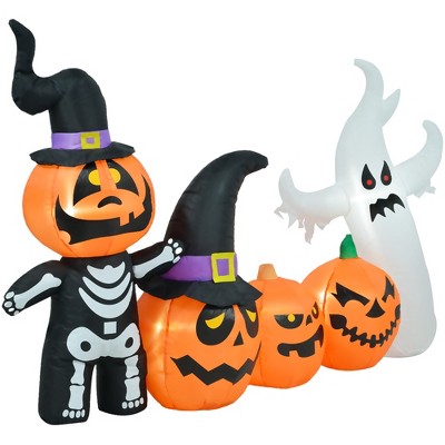 7.5ft Inflatable Halloween Pumpkin Ghost Family with LED Lights